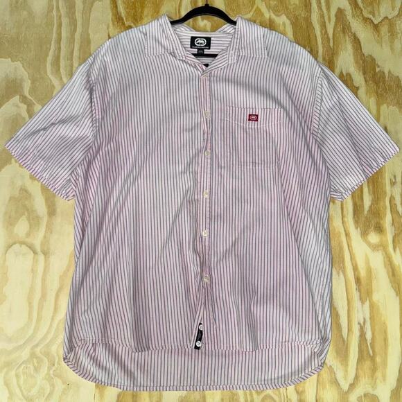 Vintage y2k ecko pinstripe button up t-shirt - Picture 1 of 4